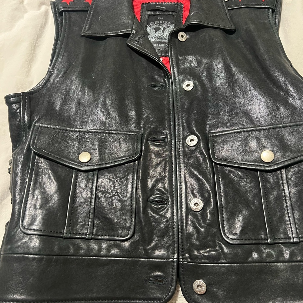 Black Leather Vest with Red Lining Diesel